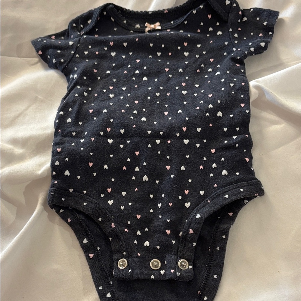 Carter's Black and Pink Heart Onesie 3 months